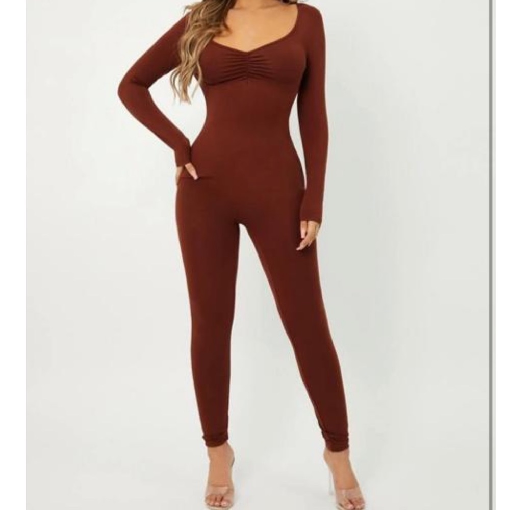 Brown Sexy Unitard Jumpsuit